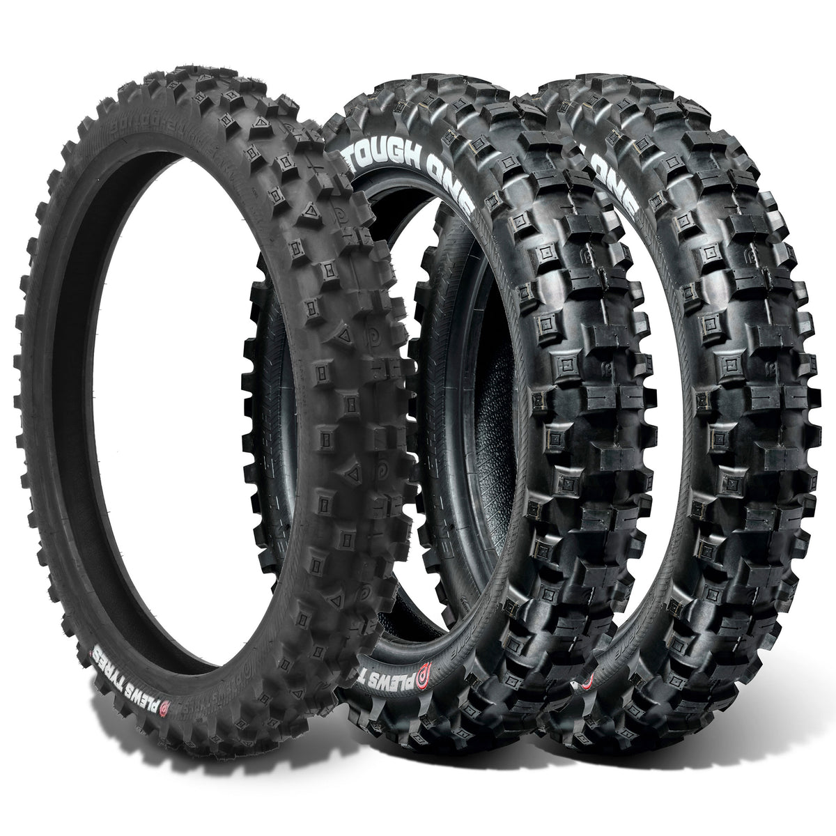 Plews Tyres | TOUGH ONE Enduro 3pc Set | Two EN1 THE TOUGH ONE Rears & One EN1 GRAND PRIX Front Enduro Tire Bundle
