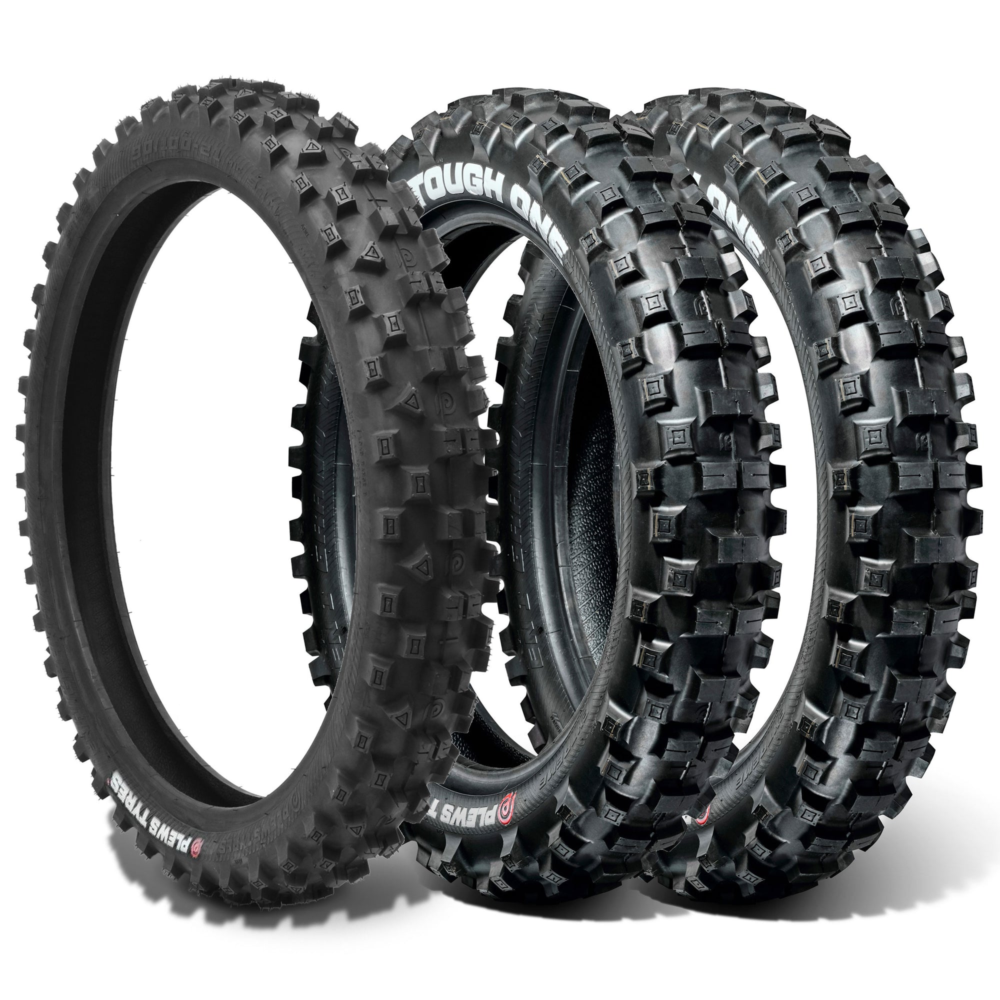 Neumáticos Plews | Juego de 3 piezas TOUGH ONE Enduro | Paquete de dos neumáticos EN1 THE TOUGH ONE traseros y un EN1 GRAND PRIX delantero Enduro