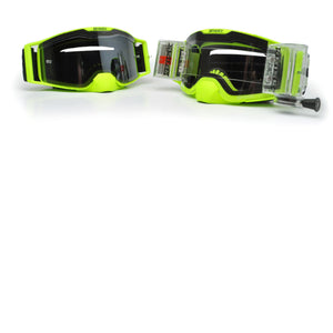 Two J.A.C. V3 MX Goggles side by side - One with Clear Tear-Offs and one with Roll-Off Goggle Kit - Risk Racing