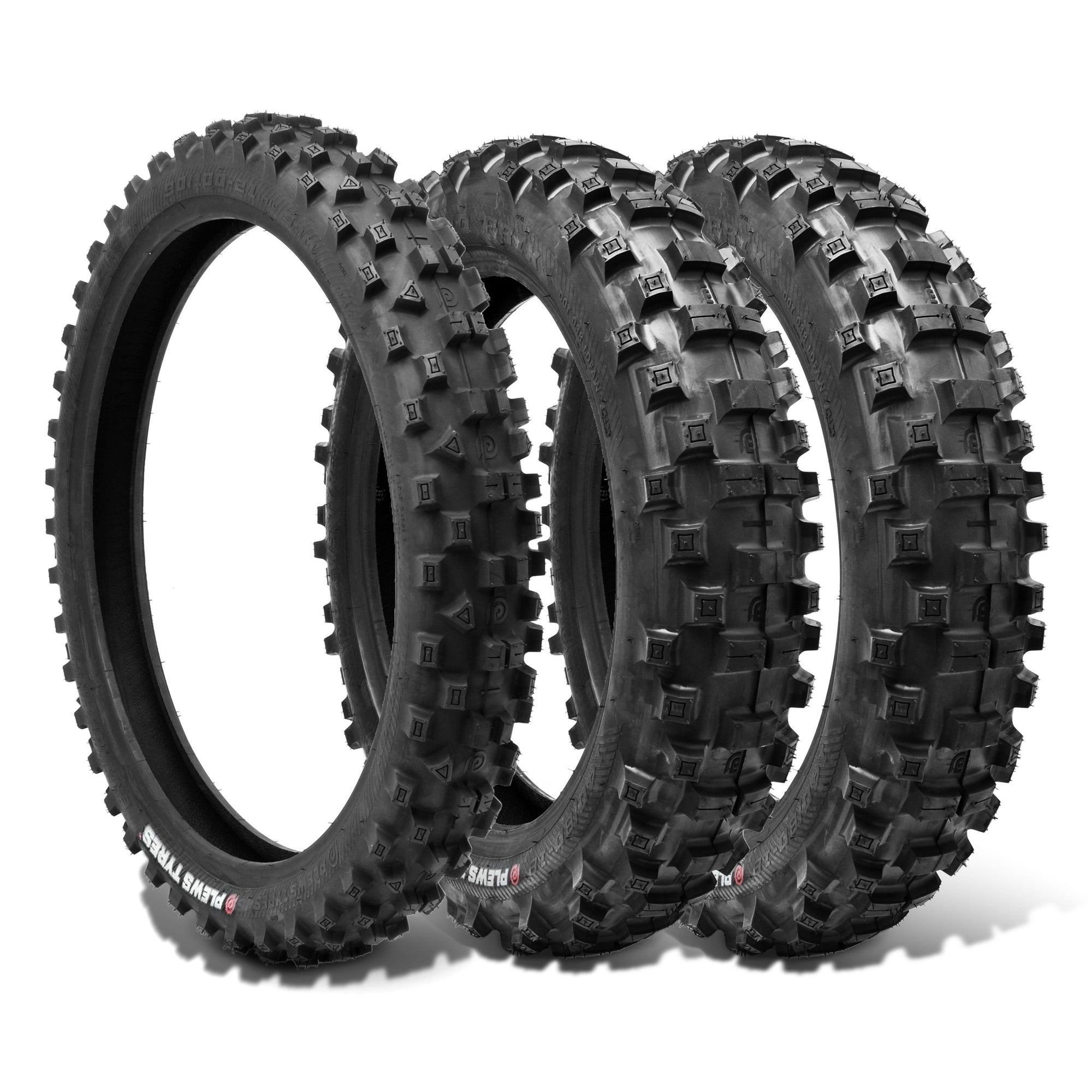 Plews Tyres | GP Enduro 3pc Set | Two EN1 GRAND PRIX Rears & One EN1 GRAND PRIX Front Enduro Tire Bundle - perspective view