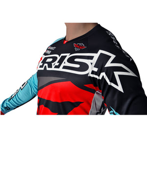 Risk Racing VENTilate V2 Jersey - Black/Red/Yellow - Motocross Riding Gear - Detail