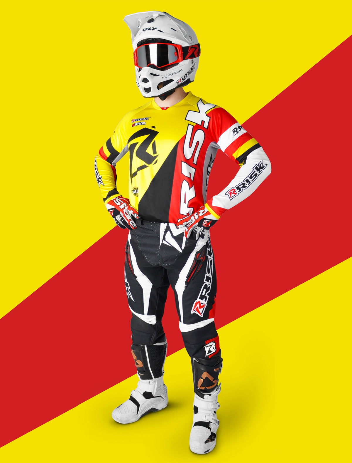Risk Racing VENTilate V2 Jersey - Yellow/Red - Motocross Riding Gear - Full Gear with JAC V2 Goggles