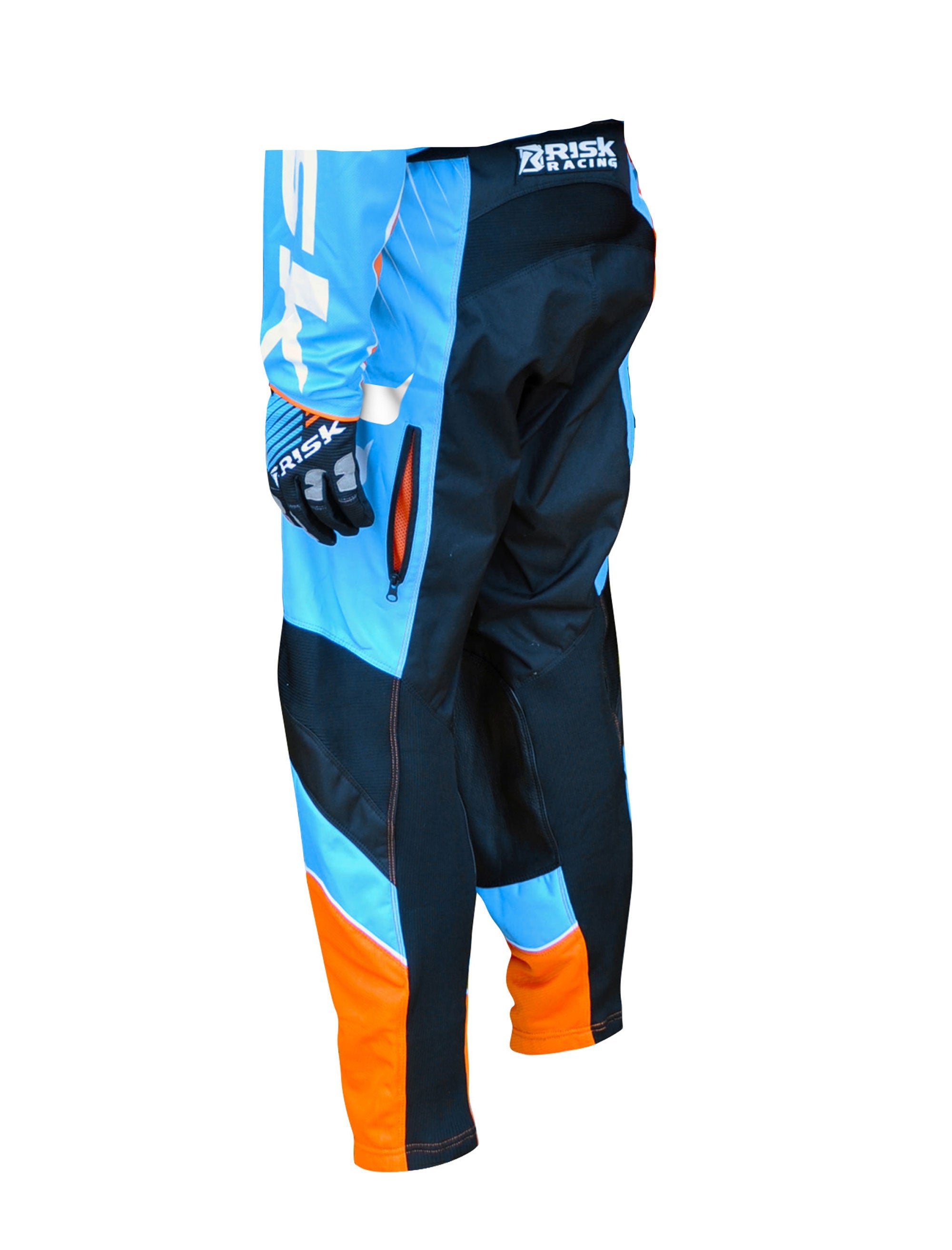 Pantalon ventilate motorcross - bleu / orange