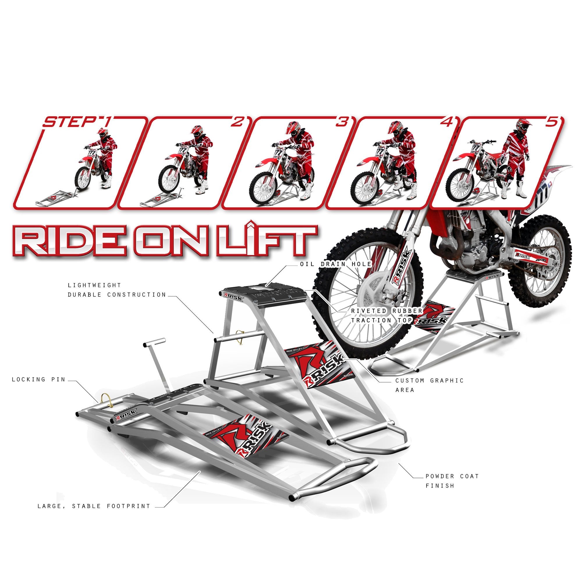 RR1 Ride on Motocross Lift Stand Risk Racing Europe